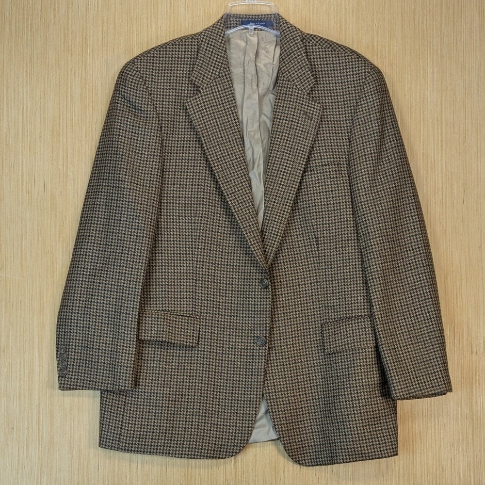 Chaps Ralph Lauren Mens 46T Brown Houndstooth 100% Wool Blazer Sport Coat Canada